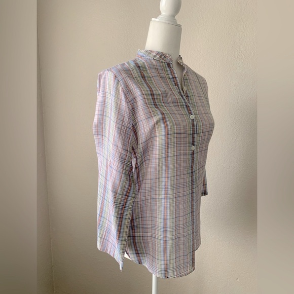 Oak*Hill Multicolor Plaid Button-Up Shirt Size Small - Picture 2 of 4